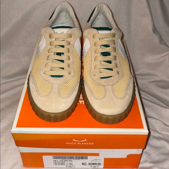 NWT VOILE BLANCHE Ines Sneaker in Ecru/Straw/Green - Picture 8 of 15